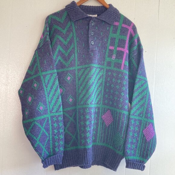 Conte of Florence Ski Sweater 90s Vintage Heavy Virgin Wool Grandpa Core… - Picture 5 of 14